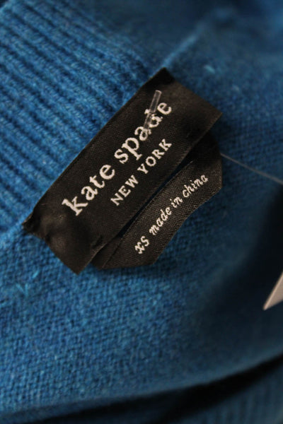 Kate Spade Women Pullover Sweater V-Neck Long Sleeve Blue Acrylic Size XS