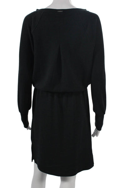 prAna Womens Sweater Dress Black Boatneck Long Sleeve Recycled Polyester Size S