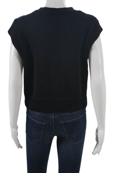 Z Supply Women Black Polyester V-Neck Sleeveless Sweater Vest Size L