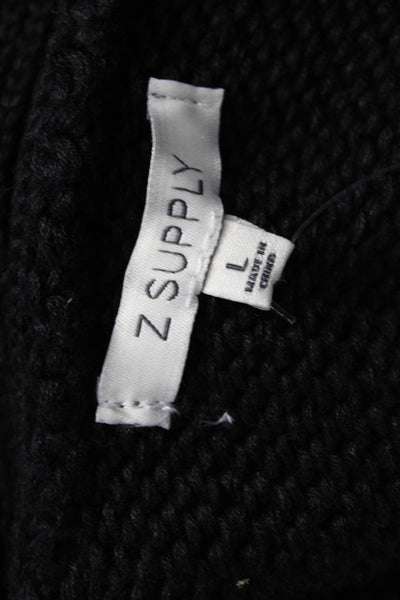 Z Supply Women Black Polyester V-Neck Sleeveless Sweater Vest Size L