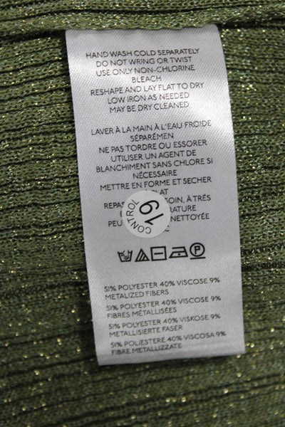 Anthropologie Womens Green Solid V-Neck Long Sleeve Cardigan Knee Length Size M
