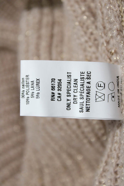 bl^nk Womens Cardigan V-Neck Long Sleeve Beige Acrylic Solid Size 2XS