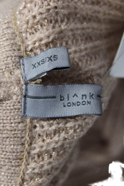bl^nk Womens Cardigan V-Neck Long Sleeve Beige Acrylic Solid Size 2XS