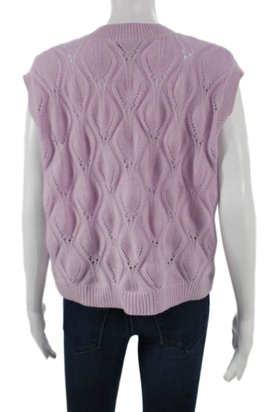 Autumn Cashmere Women V-Neck Geometric Sleeveless Vest Sweater Purple Size M