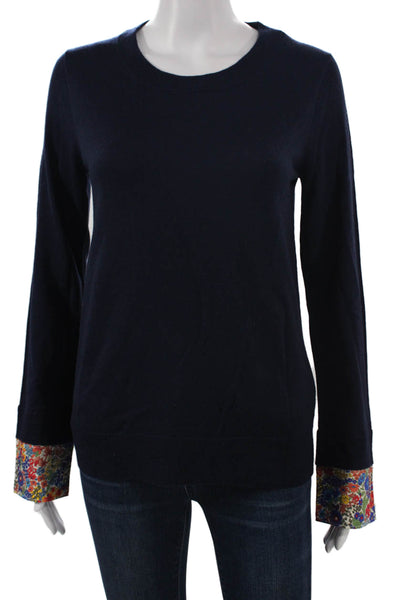 J Crew Womens Pullover Sweater Merino Wool Crew Neck Blue Long Sleeve Size S
