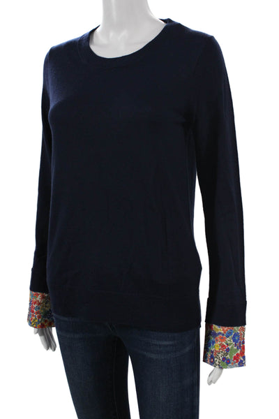 J Crew Womens Pullover Sweater Merino Wool Crew Neck Blue Long Sleeve Size S