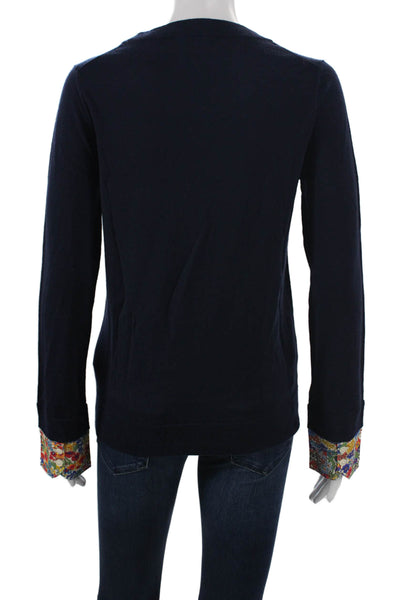 J Crew Womens Pullover Sweater Merino Wool Crew Neck Blue Long Sleeve Size S