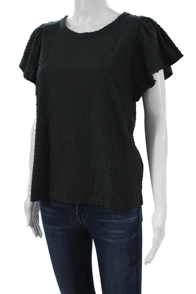 J Crew Womens Black Basic Round Neck Short Sleeve Blouse Size S