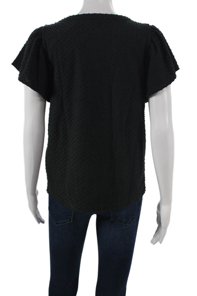 J Crew Womens Black Basic Round Neck Short Sleeve Blouse Size S