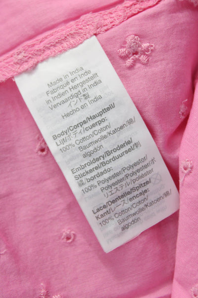 J Crew Women Pink Floral Cotton High Neck Long Sleeve Tunic Blouse Size XS