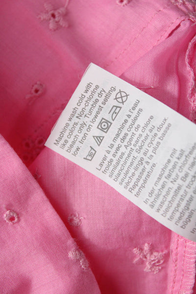 J Crew Women Pink Floral Cotton High Neck Long Sleeve Tunic Blouse Size XS