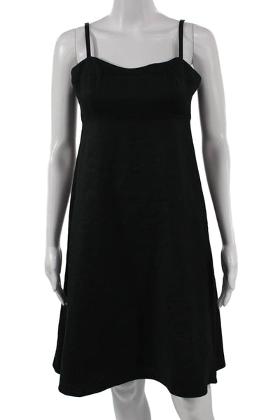 J Crew Women A-Line Linen Sweetheart Neckline Black Dress Size 6P