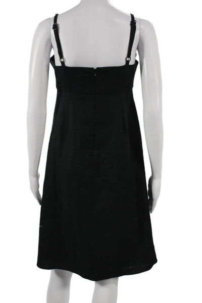 J Crew Women A-Line Linen Sweetheart Neckline Black Dress Size 6P