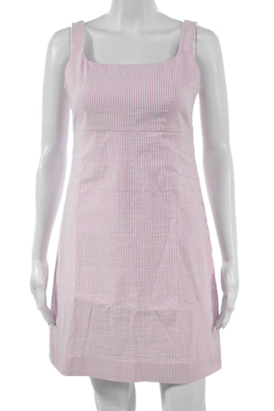 J Crew Women Tank Dress Pink Square Neck Cotton Sleeveless Zip Size 4P