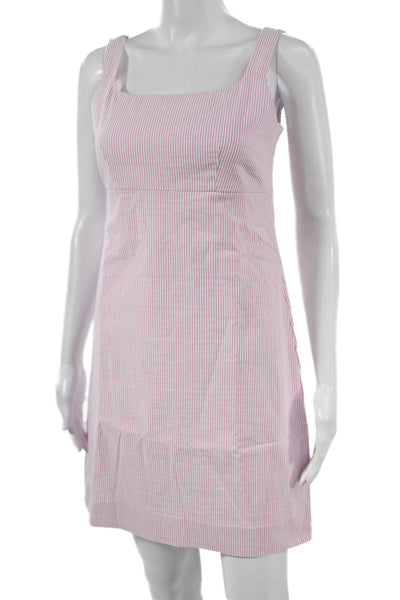 J Crew Women Tank Dress Pink Square Neck Cotton Sleeveless Zip Size 4P