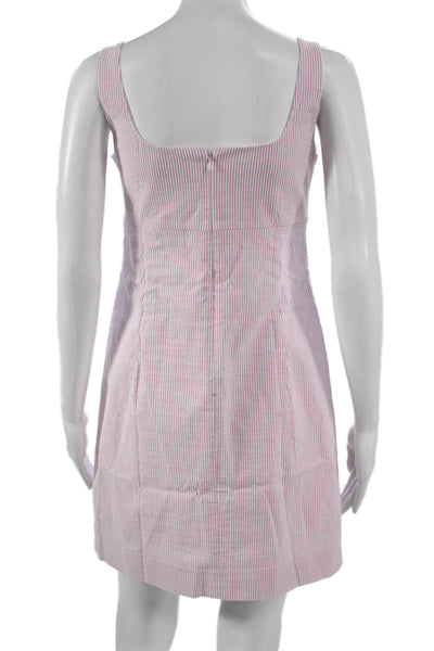 J Crew Women Tank Dress Pink Square Neck Cotton Sleeveless Zip Size 4P