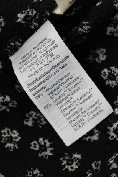 Madewell Womens Black Floral Shift Dress Short Sleeve Round Neck Size XS