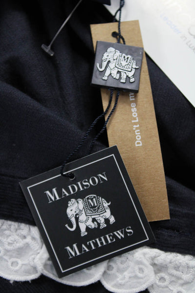 Madison Mathews Women Corduroy A-Line Collared Short Black Cotton Dress Button S