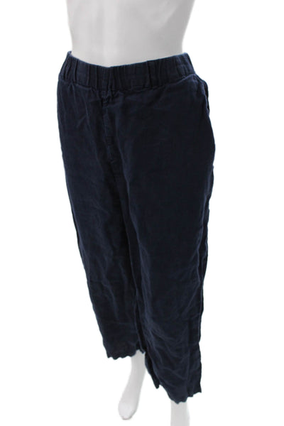 Quince Women Blue Linen Cropped Pants Pull On Inseam 26 Size XL