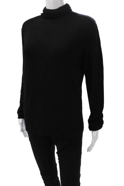 Zara Women Black Rayon Turtleneck Long Sleeve Pullover Sweater Size L