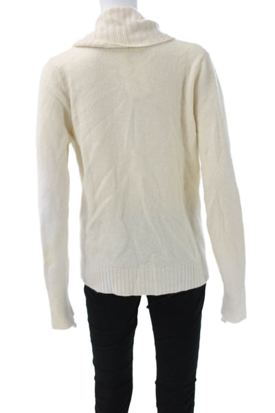 J Crew Women Ivory Cashmere Cowl Neck Pullover Sweater Long Sleeve Size M