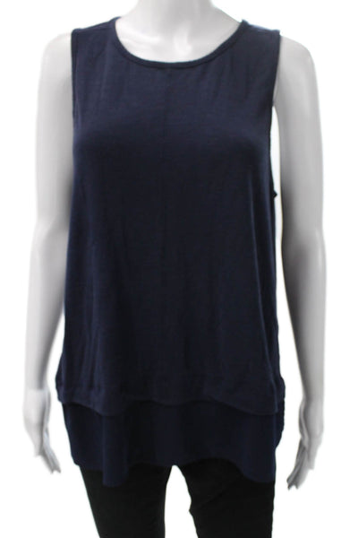 J Crew Womens Tunic Tank Blue Viscose Round Neck Sleeveless Size XL