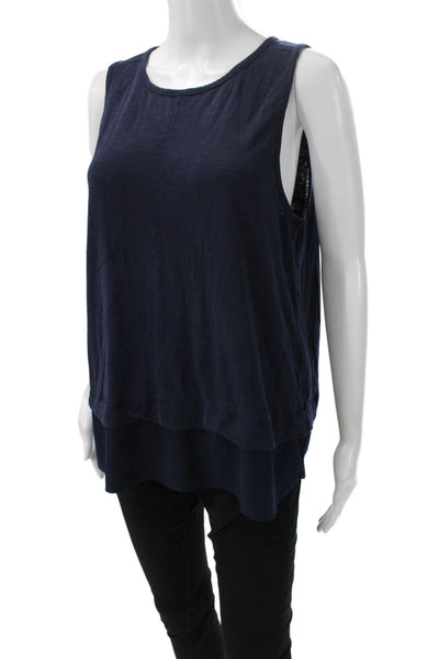 J Crew Womens Tunic Tank Blue Viscose Round Neck Sleeveless Size XL