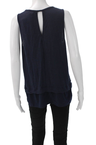 J Crew Womens Tunic Tank Blue Viscose Round Neck Sleeveless Size XL