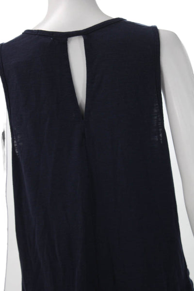 J Crew Womens Tunic Tank Blue Viscose Round Neck Sleeveless Size XL