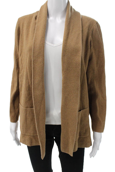 J Crew Womens Brown Cotton Collared Solid Long Sleeve Cardigan Size M