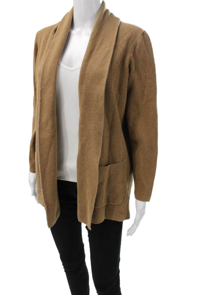 J Crew Womens Brown Cotton Collared Solid Long Sleeve Cardigan Size M