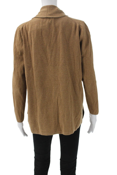 J Crew Womens Brown Cotton Collared Solid Long Sleeve Cardigan Size M