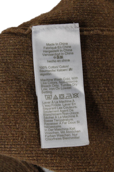J Crew Womens Brown Cotton Collared Solid Long Sleeve Cardigan Size M