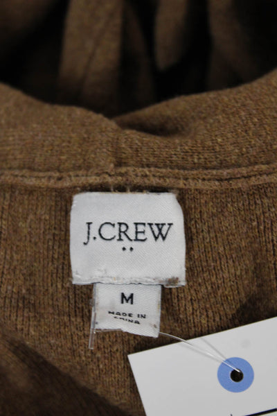 J Crew Womens Brown Cotton Collared Solid Long Sleeve Cardigan Size M