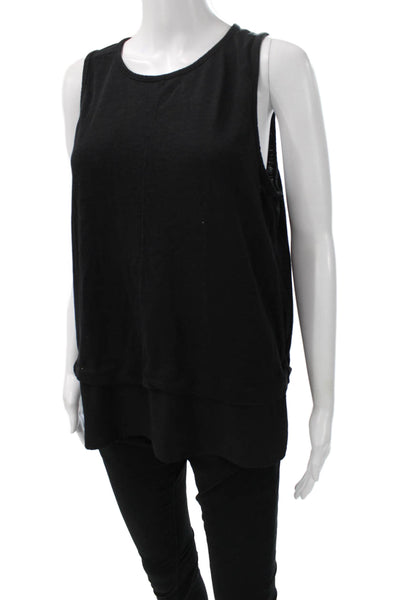 J Crew Womens Black Sleeveless Tunic Round Neck Viscose Blend Size XL