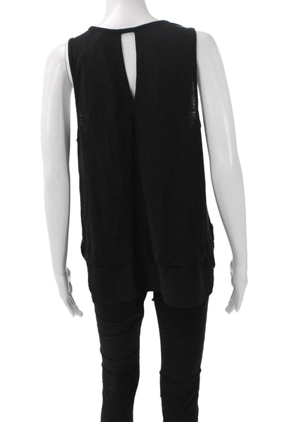 J Crew Womens Black Sleeveless Tunic Round Neck Viscose Blend Size XL