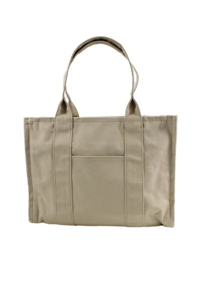 Quince Womens Solid Canvas Multi-Pocket Zip Up Toe Bag Beige