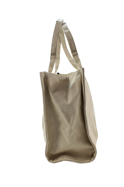 Quince Womens Solid Canvas Multi-Pocket Zip Up Toe Bag Beige