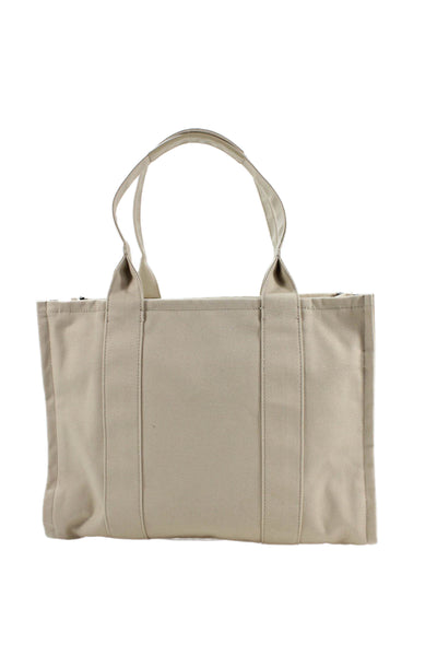 Quince Womens Solid Canvas Multi-Pocket Zip Up Toe Bag Beige