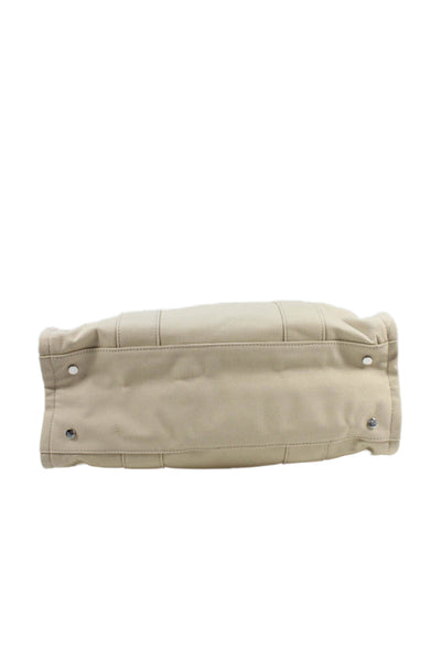 Quince Womens Solid Canvas Multi-Pocket Zip Up Toe Bag Beige