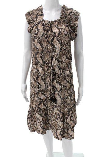 Figue Womens Shift Dress Brown Animal Print Short Sleeve Viscose Size S