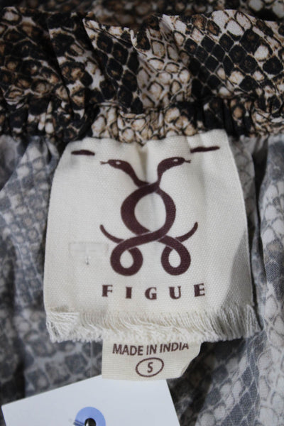 Figue Womens Shift Dress Brown Animal Print Short Sleeve Viscose Size S
