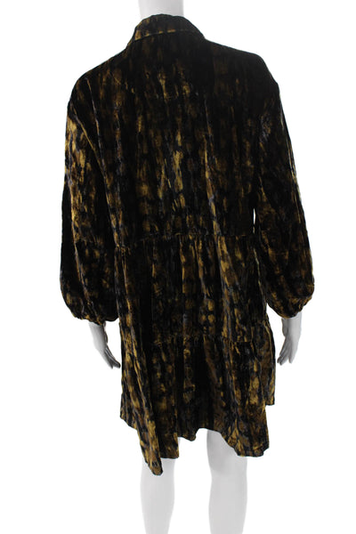 Maeve Anthropologie Womens Black Shirt Dress Collared Button 3/4 Sleeve Size M