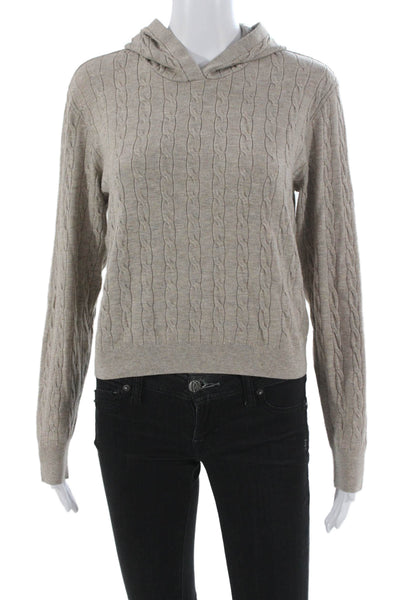 Uniqlo Women Beige Rayon Pullover Sweater Crew Neck Long Sleeve Size M