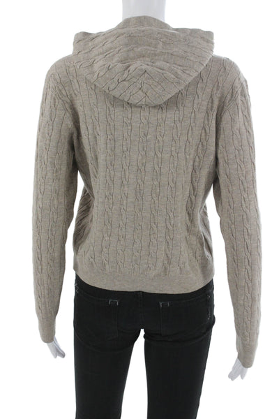 Uniqlo Women Beige Rayon Pullover Sweater Crew Neck Long Sleeve Size M