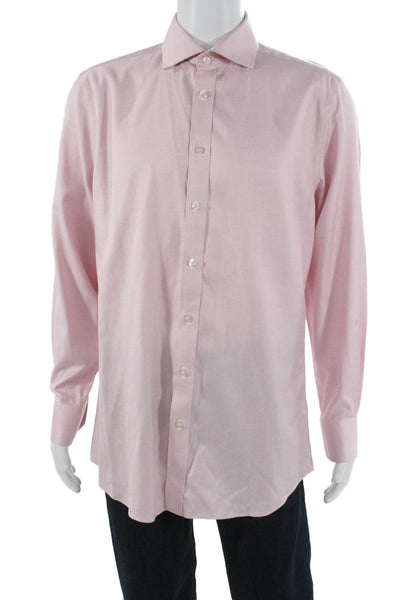 Charles Tyrwhitt Mens Mini Geometric Print Button Down Shirt Pink Size 42