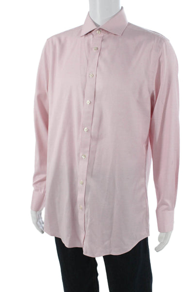 Charles Tyrwhitt Mens Mini Geometric Print Button Down Shirt Pink Size 42
