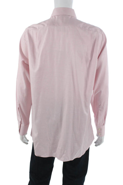 Charles Tyrwhitt Mens Mini Geometric Print Button Down Shirt Pink Size 42