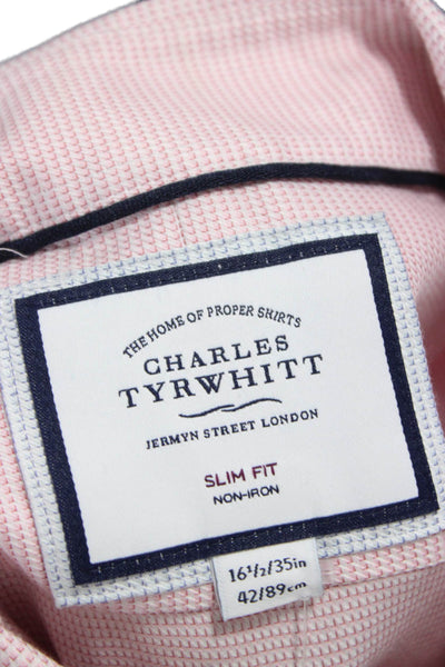 Charles Tyrwhitt Mens Mini Geometric Print Button Down Shirt Pink Size 42