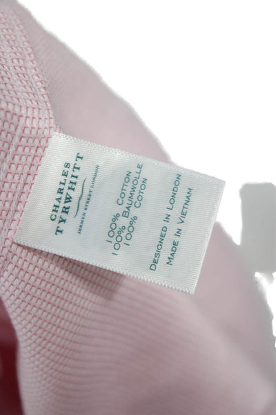 Charles Tyrwhitt Mens Mini Geometric Print Button Down Shirt Pink Size 42